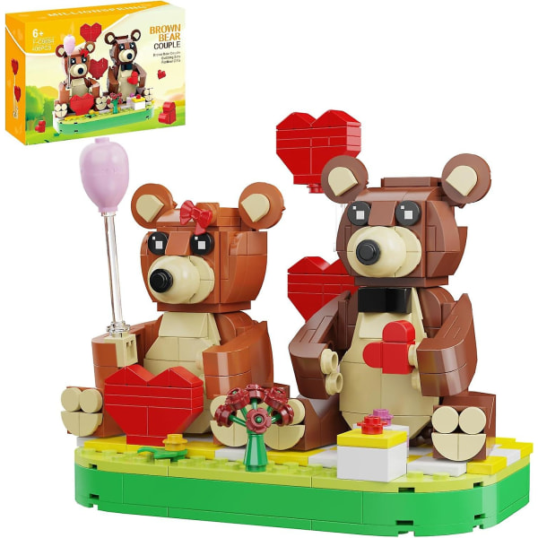 Valentine's Day Gift, Valentine's Day Brown Bear Building Set, Gift For Lover Friends Her, School Classroom Gift Exchange For Kids