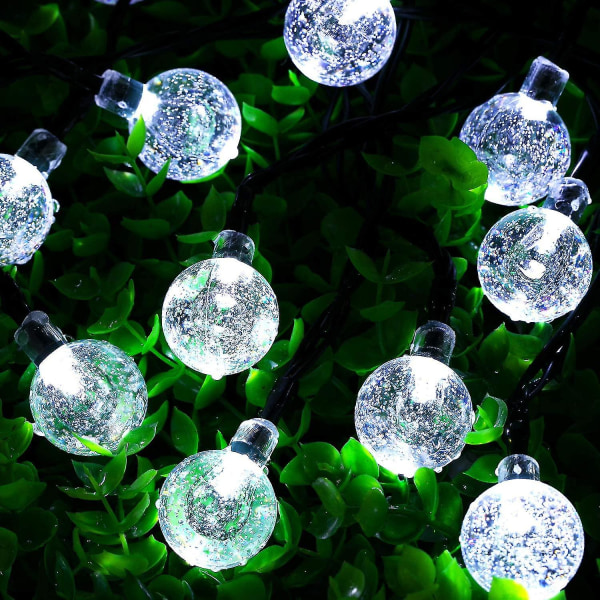 Solar String Lights Outdoor 50 Led 32 Fot Crystal Globe Lights