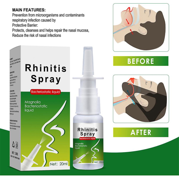 2x Rhinitis Næsespray Naturlig Hurtig Relief Næsespray Nysen Bihulebetændelse Snorken Behandling Næsepleje Spray