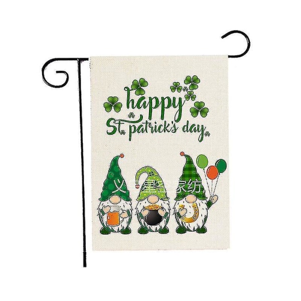 Shxx St. Patricks Day hagebanner, dekorert med kløver, øl, grønne alver og gullmynter. Høy kvalitet og Happy Garden Banner-værbestandig 47*32