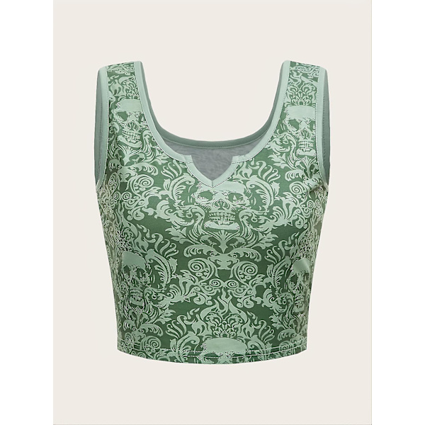 Y2k Grunge -kallokuvioinen camisole-top, Y2k V-kaula-aukkoinen hihaton löysä tank-top, naisten vaatteet