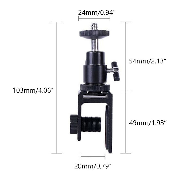 Kamera Stativ Ball For Head Mic Led Flash Lysfeste Brakett Holder Mount 1/4\" Adapter Med Hot Shoe Bajonett & Lås & U-klemme For Bærbar PC