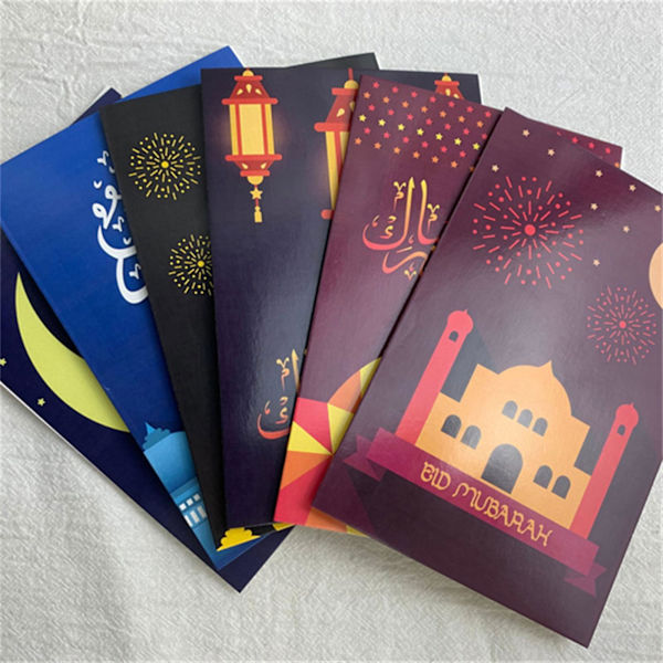 Eid Mubarak -onnittelukortit kirjekuorilla, sulkemistarrat, korttisarja islamilaiselle muslimien Ramadan-juhlan kutsukortteihin