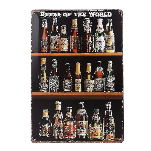 Beers Of The World Retro Vintage Bar tecken Plåtskylt Vintage väggdekor