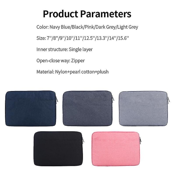 Bærbar Tablet-taske 12,5 Tommer Vandtæt Nylon Tablet-etui Multifunktionel Business Fritid Aktentaske Sort