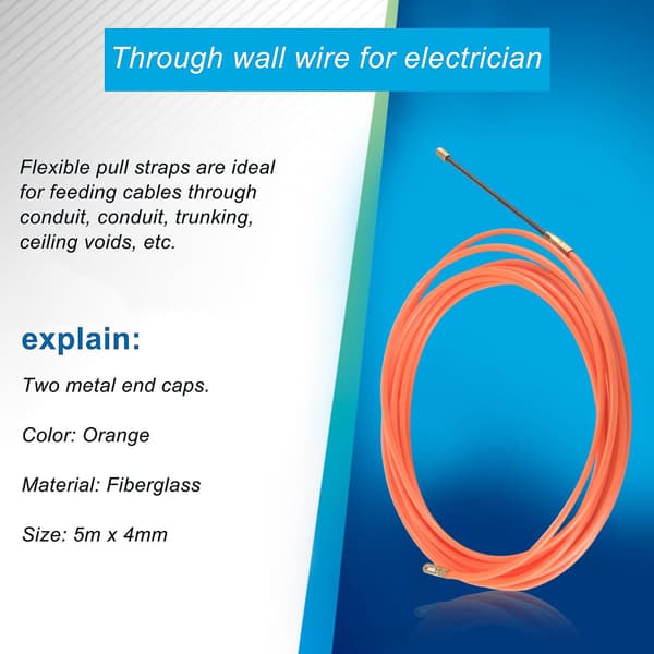 4Mm 5 Meter Orange Guide Device Nylon Elektrisk Kabel Træktråd Tråd