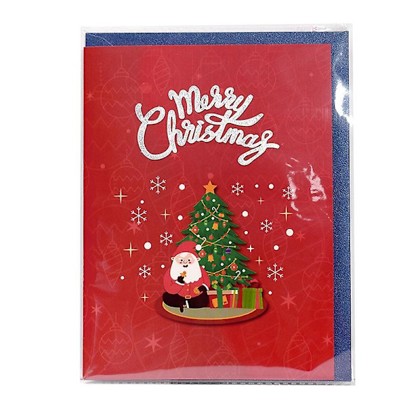 3D Pop Up Julekort, Julenissen og Juletre, God Jul Hilsen Kort, Vinter, Julegave