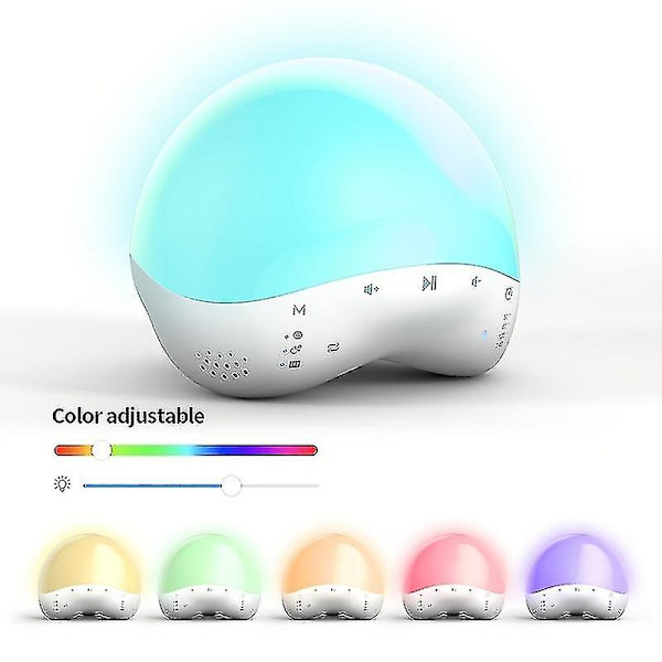 Barnsängslampa Baby Ljudmaskin Vitbrusmaskin 25 Lugnande Ljud Sömn RGB Färgväxlande Maskin App & Röststyrning Bärbar Lampa Timer