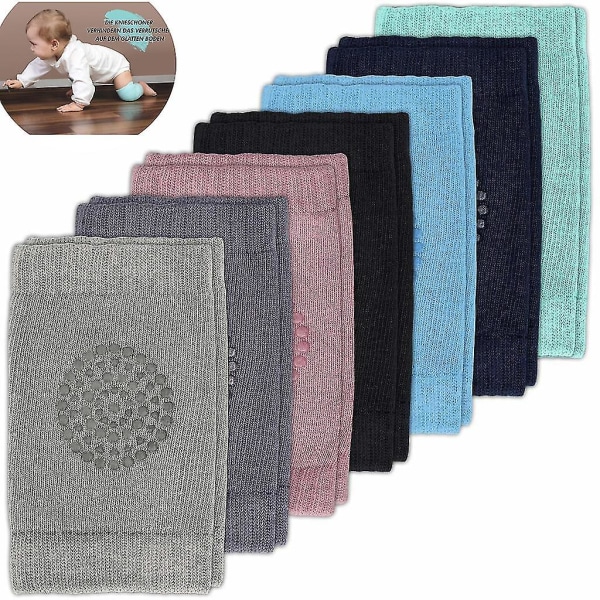 Knæpuder Baby Crawling Sæt med 7 - Anti-slip Crawling Hjælpemidler Piger Dreng Crawling Pads Manchetter - Knæpuder Gummipunkter