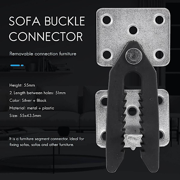 2 stk. Sofa Couch Sektionsmøbel Connector Joint Snap Style