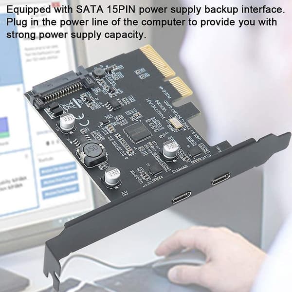 Pci-express 4x til Usb3.2 Gen Riser Adapter 10gbps Rask Overføringsutvidelseskort