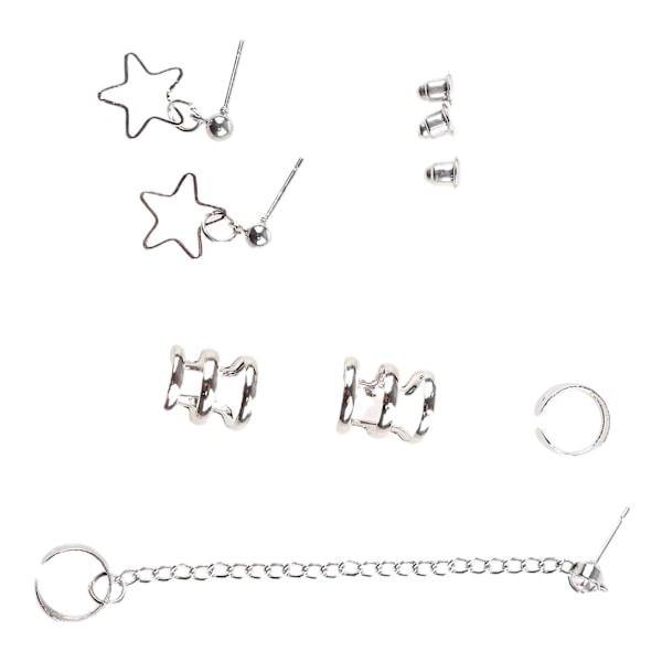 Pentagram Tassel Øre Mansjetter Wrap Crawler Climber Øredobber Asymmetrisk Øre Klips