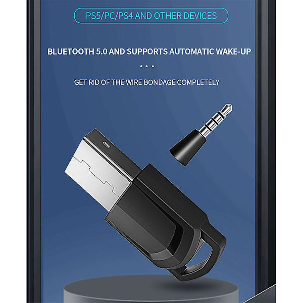 For PS5//PC Audio Adapter Bluetooth-kompatibel 5.0 Aux Sender Mottaker