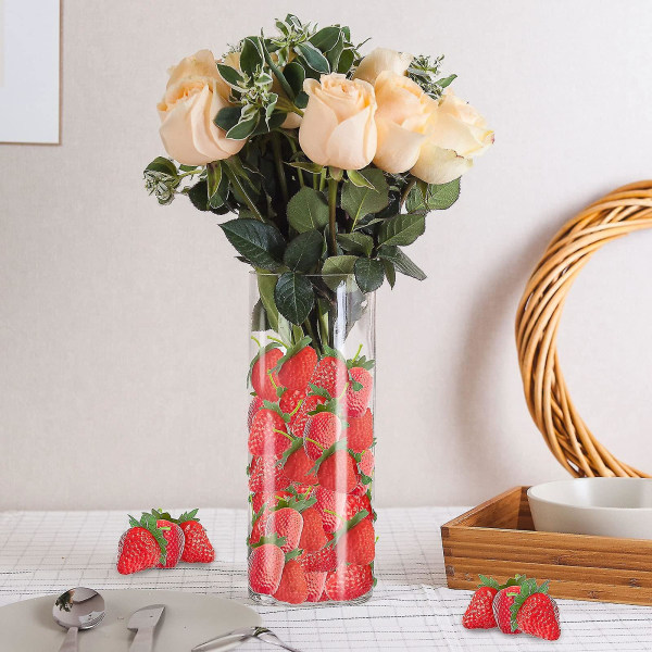 50 bitar konstgjorda jordgubbar naturtrogen simulering Realistisk plast jordgubbar falska frukter Barnrumsdekor Bröllopsprydnad Fest Festivaldekorat
