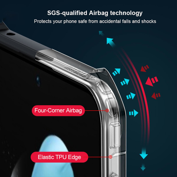 Case on yhteensopiva Samsung Galaxy Z Flip 5:n kanssa, kova PC+pehmeä TPU, neljä kulmaa iskunkestävä cover ulkoisella näytönsuojalla