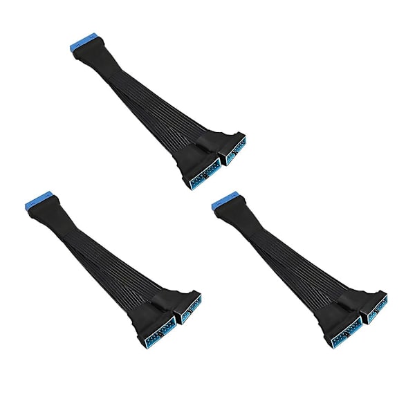 3 stk. USB 3.0 header-forlængerkabel, 19/20-bens 1 til 2 Y-splitter intern forlængeradapter Diy
