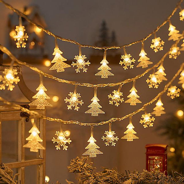 Juletrær Snøfnugg LED Lysstreng Banner Julepynt 2023 Til Hjemmet Navidad Julepynt Lys Nyttår 2024 tree snowflake1 1.5m 10led