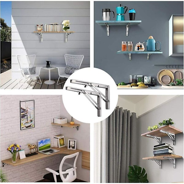 Folding Shelf Bracket, 12/300mm Rustfritt Stål Veggmontert Folding Bracket, 2 Pack Heavy Duty Retractable Folding Console Bracket For Garage Workbenc