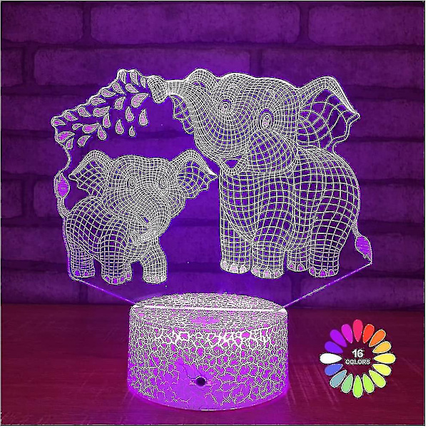 Elefant 3D Nattlampa För Barn 3D Lampa Med 16 Färger Byter Fjärrkontroll Elefant Leksaker 10 9 3 5 2 8 1 7 6 4 År Gamla Flickor Kvinnor Baby Pojkar Present