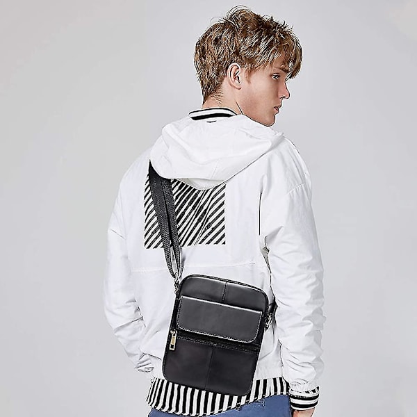 Unisex Skuldertaske Lille Skuldertasker Læder Messenger Crossbody Taske Til Mænd Gave