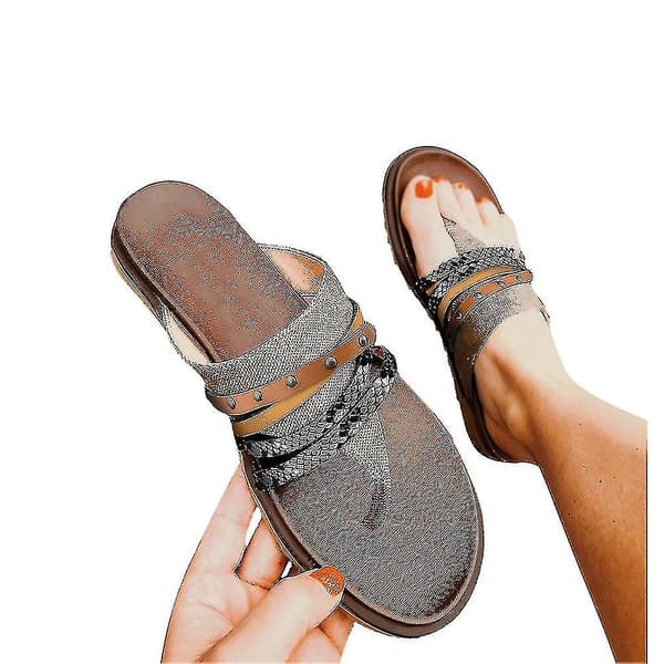 Dames Studded Flade Sandaler Slides Flip Flops Slippers Sko