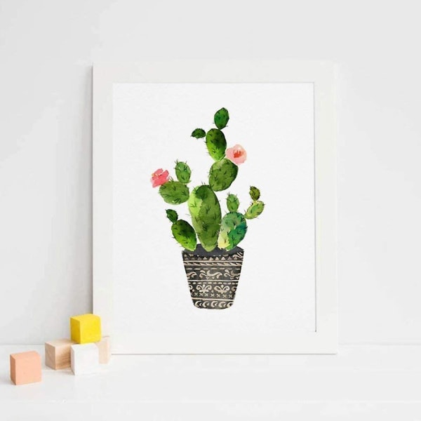 Ensiluokkainen kaktus ripustettava kuvamaalaus koristeellinen olohuonejuliste kehyksetön lahjakoko 30x40cm erittäin hyvä