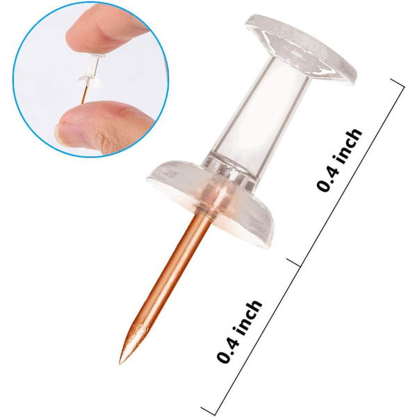 Trykknåler rosegull tommelstifter 100-talls standardstifter gull stålspiss og gjennomsiktig plasthode