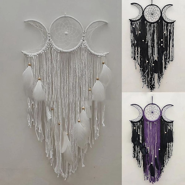Triple Moon Goddess Boho Halvmåne Stor Drømmefanger Dekoration Hjem 1