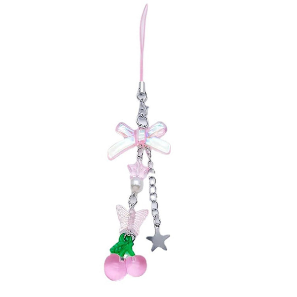 Suloinen tyttöpuhelimen riipus Cool Y2k Pink Charm Naiset Risti Perhonen Solmio Sydän cherry