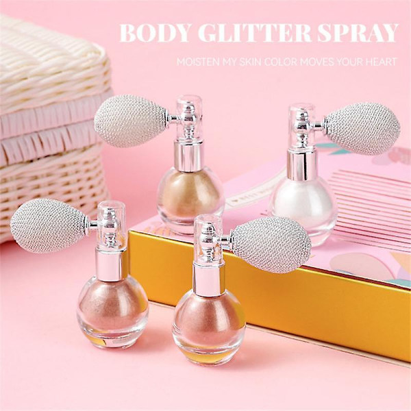 4 farver highlighter pulver spray høj glans glitter pulver glitter pulver spray