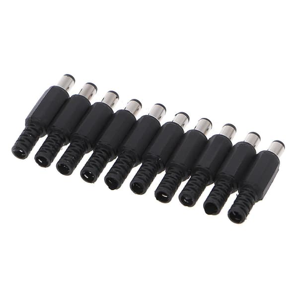10 stk. 5,5x2,1mm han til DC inline stik-stikadapter i plast