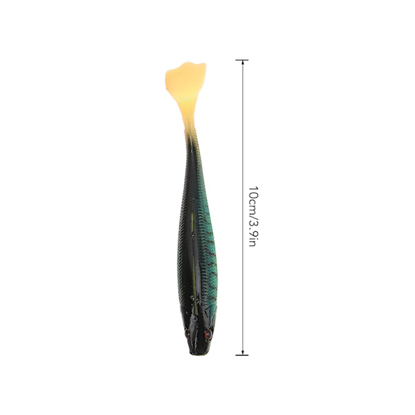 Kunstig blød agn til saltvands- og ferskvandsfiskeri - 7 stk. T-hale fiskeagn 10 cm 5,5 g - Farverig glitter 3D-øjne - Type 2
