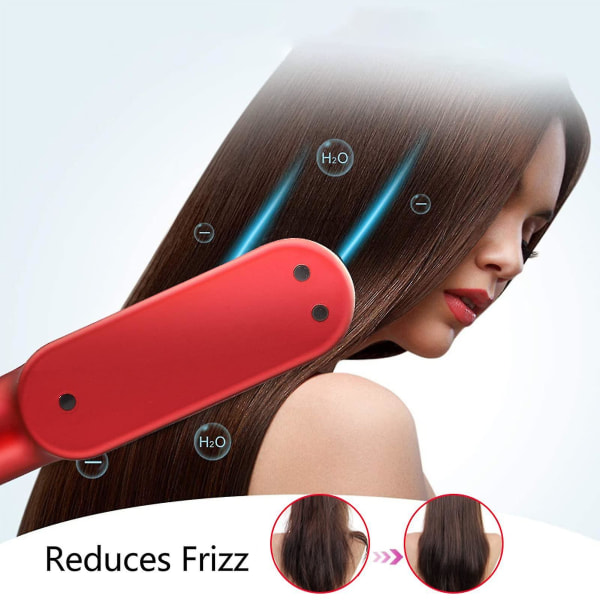 Sähköinen punainen USB lataava hiusten suoristuskampa