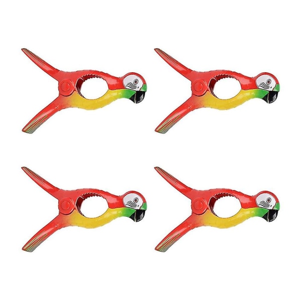 4pcs Beach Towel Clips For Sun Loungers, Parrot Bird Towel Clips Large Windproof Clothes Hanging Pe