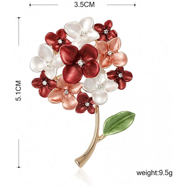 JUSCH Enamel  Lilac Flower Brossi Naisille Kaulus Hortensia Häät Brossi Pins------Punainen,WZ-668R