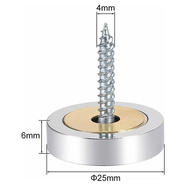 Cache Vis Spejl Dekorative Hætter Dækning Næle Poleret Rustfrit Stål 25mm 4stk