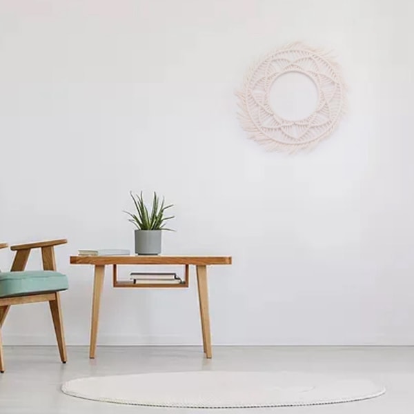 Boho Væghængt Spejlramme Tapet Håndlavet Vævet Makrame Baggrund Væghængt Ramme Tapet Til Hjemmet