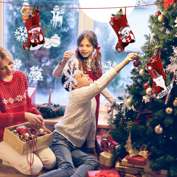 Black Friday 3-pack store julestrømper med nisse-, snømann- og reinsdyrkompatibel familieferiedekor