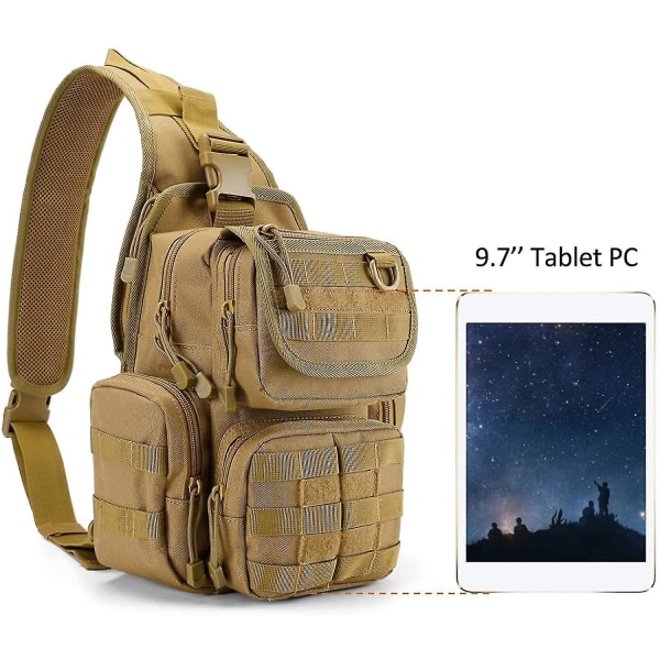 Tactical Edc Sling Bag, Sling Shoulder Assault Range Ryggsäck för dold bär, Khaki