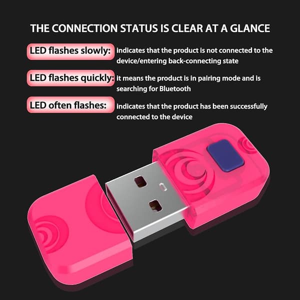Trådløs USB-kontrolleradapter, gamepadmottaker, støtte for Bluetooth-kompatibel joystickkonverter for