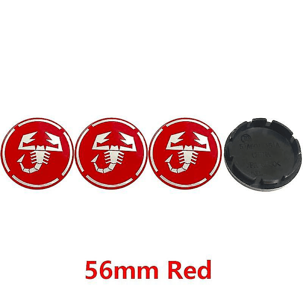 4 kpl 56 mm 60 mm Abarth-vanteiden keskihubin kannat, vanteiden peitteet, D-tarra, tarra, auton tyyli 4pcs 56mm red