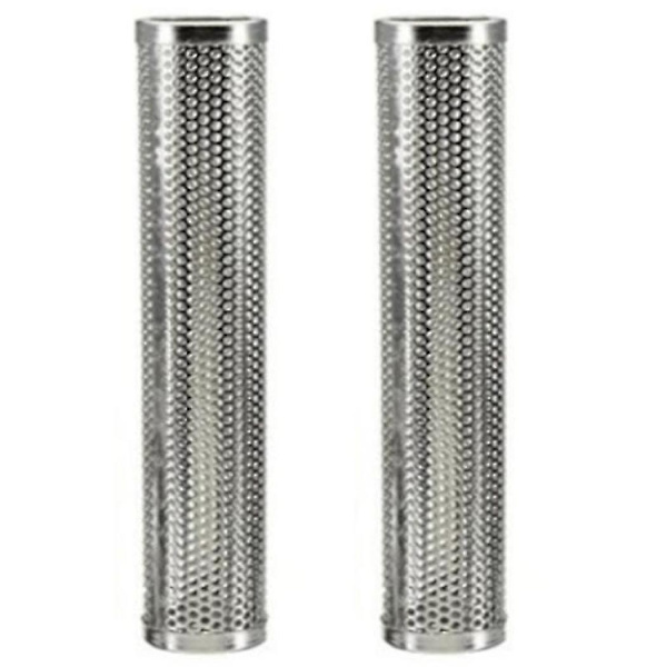 2x BBQ Grillgenerator i rustfritt stål med perforert nett - Røykrør for grilling