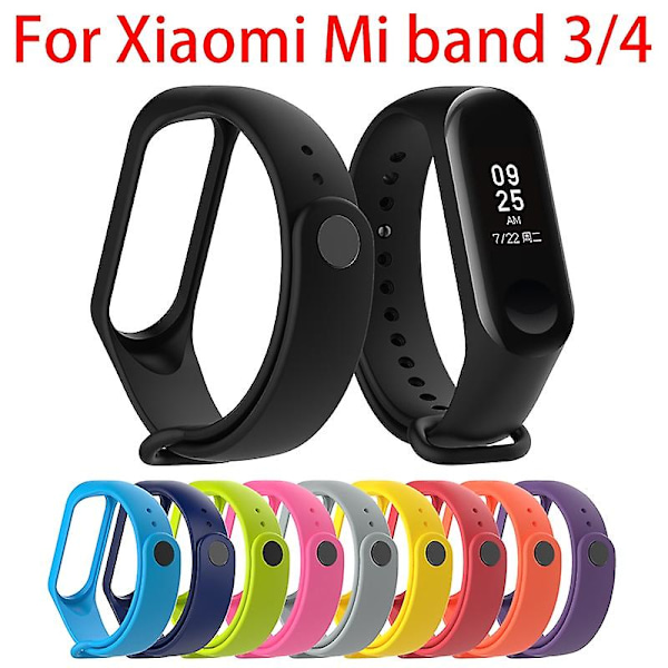 Värikkäät rannekkeet Xiaomi Mi Band 3 ja 4:lle - Silikoniranneke, korvaava ranneke Xiaomi:lle