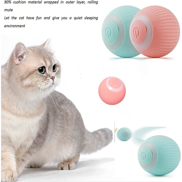 Interaktiv katteleke - Smart USB-oppladbar katteball - Katteleke med lys - Rosa gave