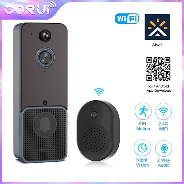 Corui Trådlös Smart Videodörrklocka Digital Visuell Intercom Wifi Fjärrkontroll Hemalarm