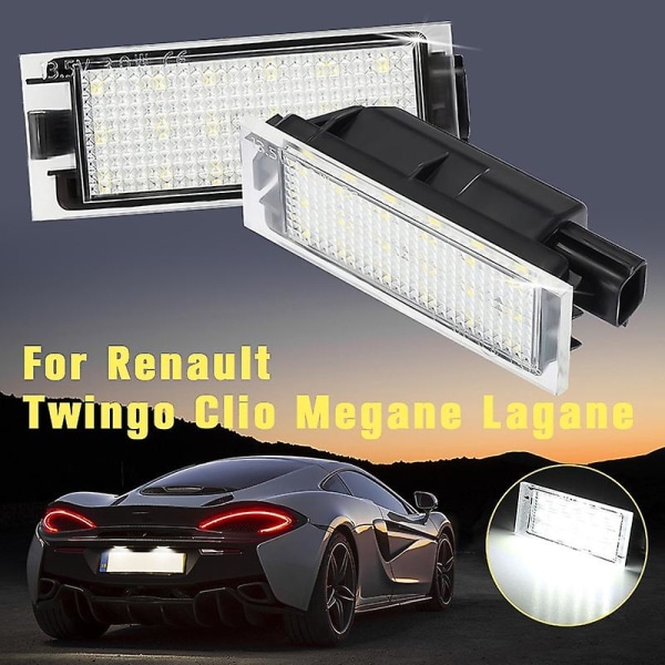 2 st 18 LED-nummerplåtslampor för Renault Megane 2 Clio Laguna 2 Megane 3 Twingo