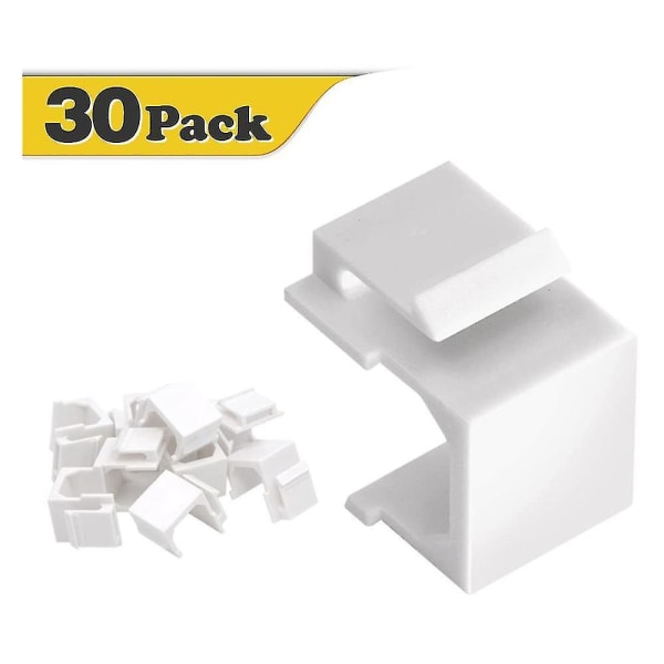 30-pack Blank Jack-insatser för väggplatta och patchpanel - vit