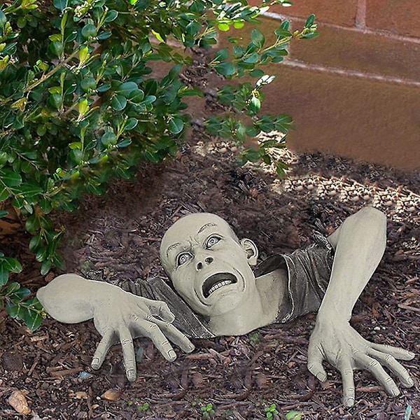 Halloween Krypende Zombie Skrekkrekvisita Uteskulptur Hagefigur Gravplassdekor Ny