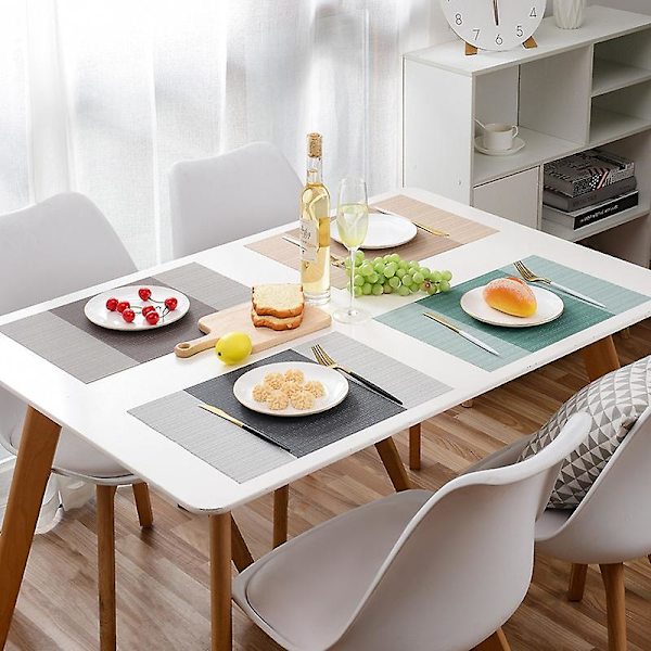4 kpl, Kaksiväriset 45 * 30cm, Pöytäliinat punotusta polypropeenista ja puuvillasta