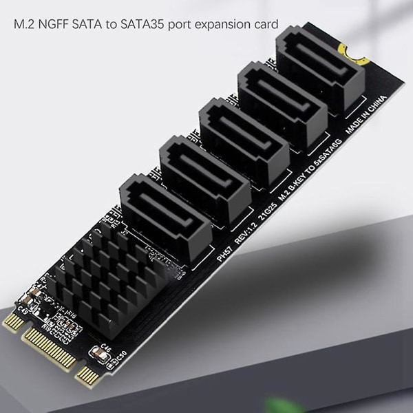 M.2 Ngff Riser-kort M.2 Ngff B-key Sata til Sata 3 5-porters utvidelseskort +sata-kabel 6gbps utvidelse